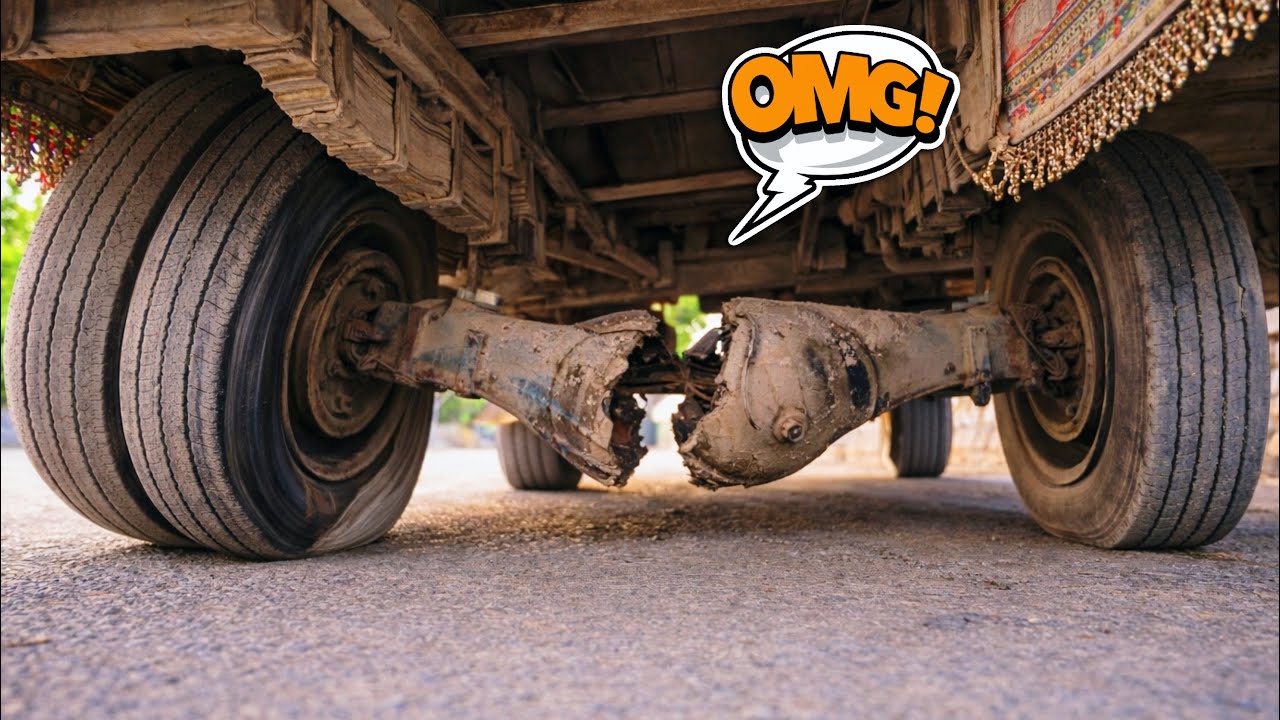 Axle Broken, Tyres Bent – Worst Truck Failure Ever!”Complete Rear Axle Failure 