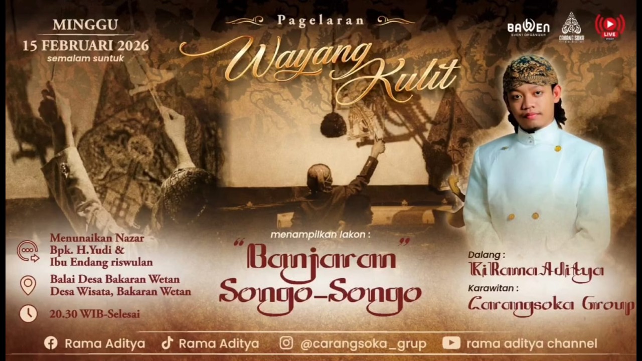 🔴LIVE WAYANG KULIT KI RAMA ADITYA | BANJARAN SONGO SONGO | NAZAR BPK H.YUDI & IBU ENDANG RISWULAN