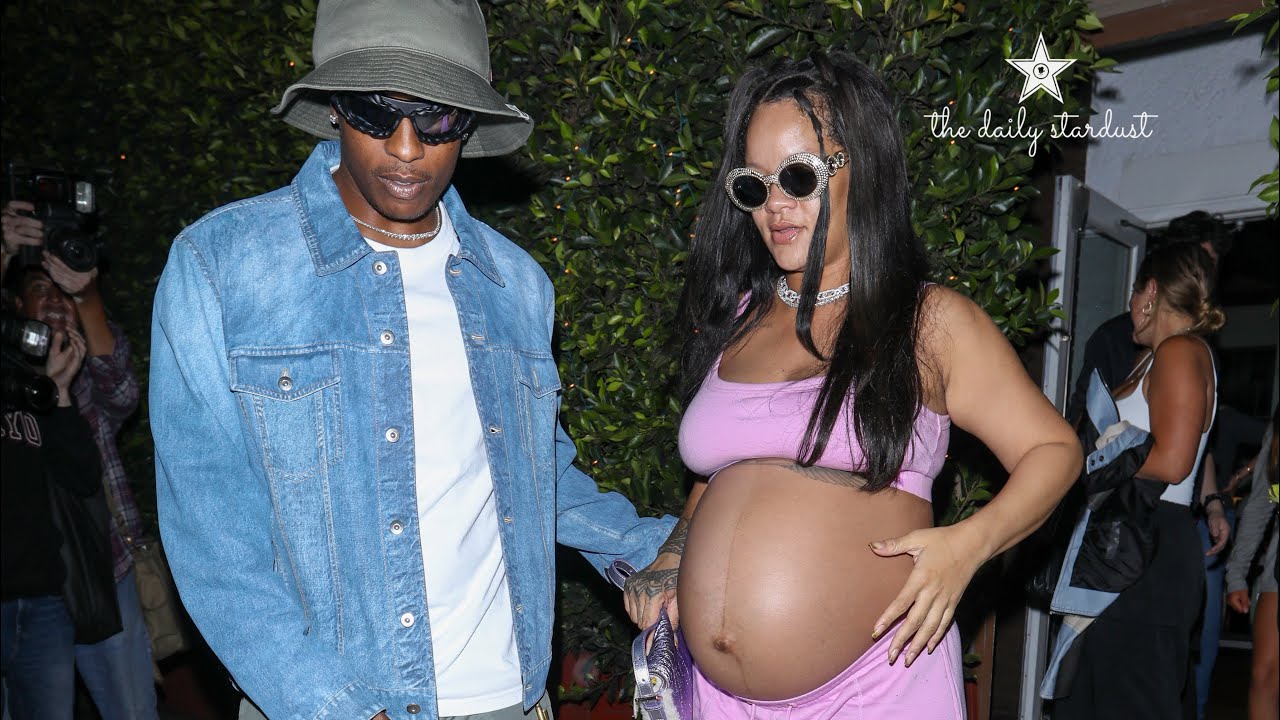 Pregnant Rihanna & ASAP Rocky Share Sweet Kiss While Leaving Dinner