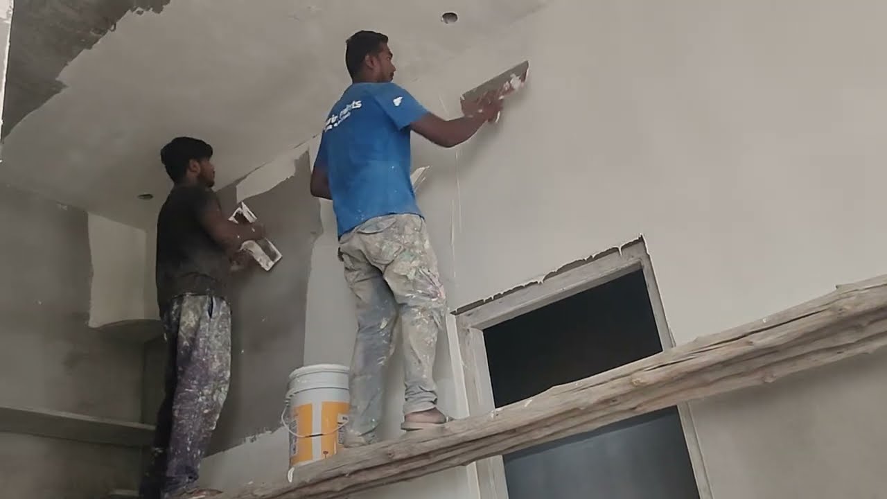 first coat applying wall care my and my friends team working vlog
