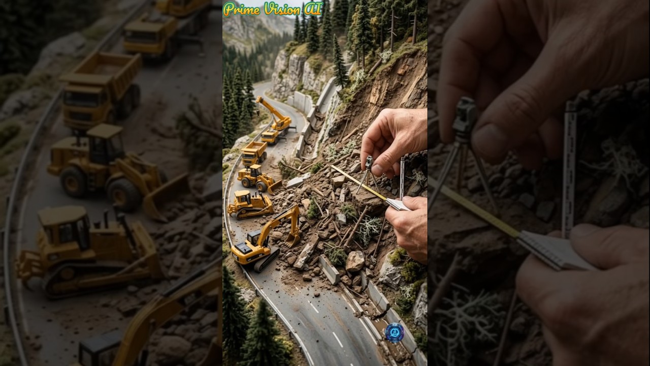 Tiny Hands Rebuild a Mountain Road After a Massive Landslide! Hyper Realistic Miniature Construction