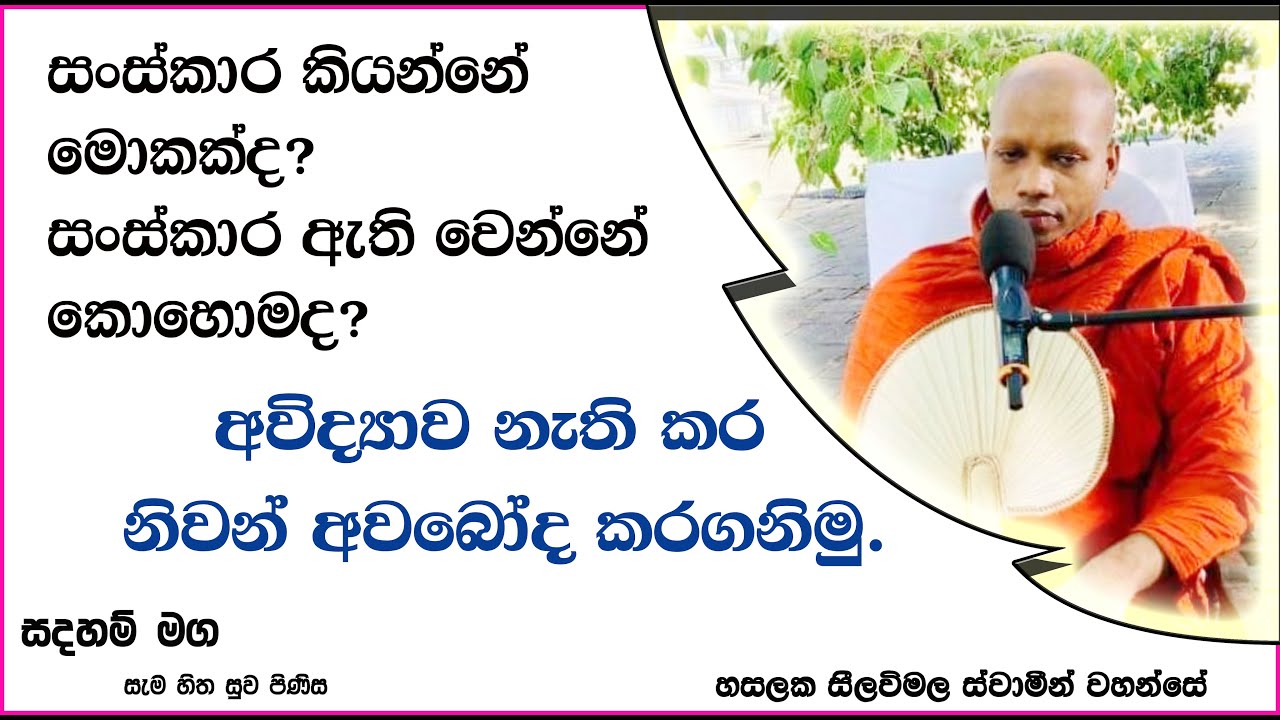 සංස්කාර කියන්නේ මොකක්ද? සංස්කාර ඇති වෙන්නේ කොහොමද?322 Ven Hasalaka Seelawimala Thero