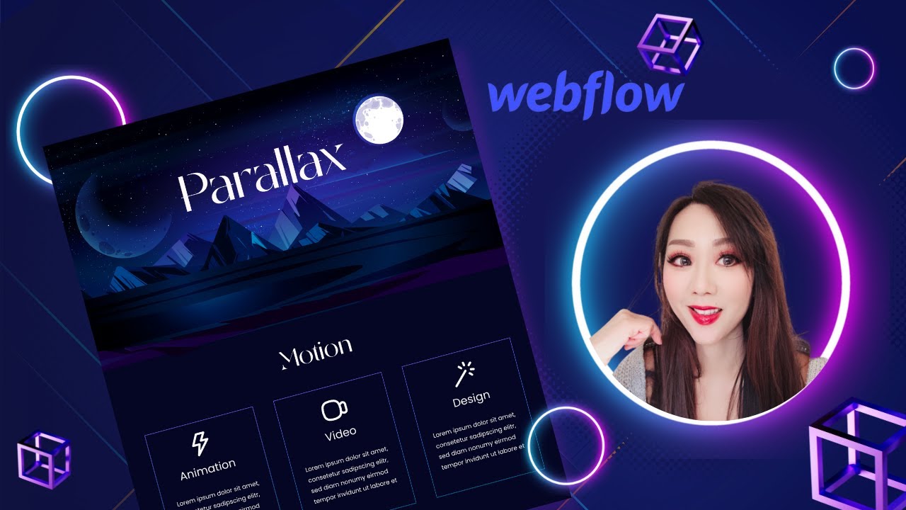 Webflow 交错设计动效教学 , 如何在webflow 做parallax的动效(Webflow 教学系列)