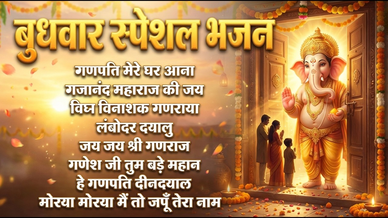 बुधवार स्पेशल भजन : ॐ गं गणपतये नमो नमः | वक्रतुंड महाकाय | सुखकर्ता दुखहर्ता | गणेश अमृतवाणी व आरती