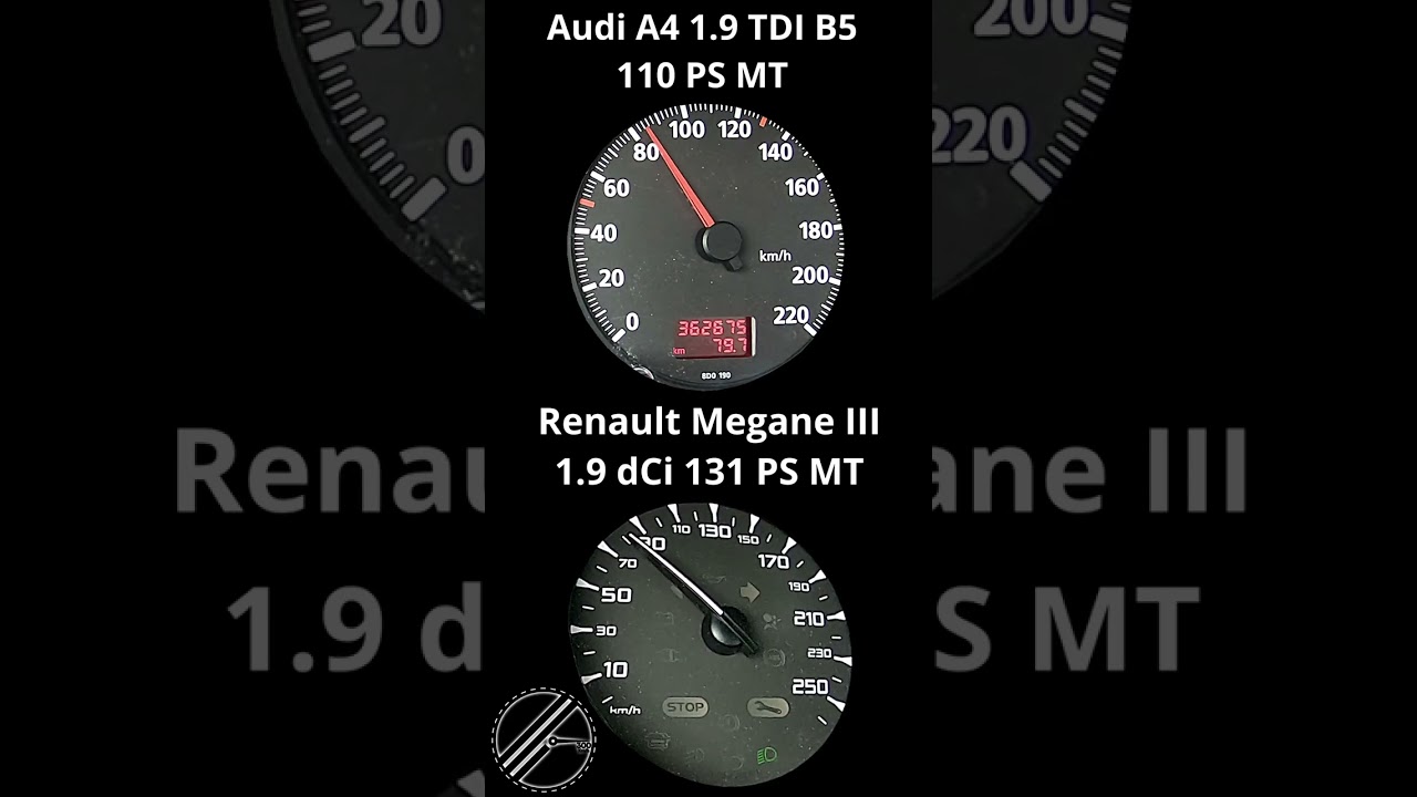 Audi A4 B5 1.9 TDI 110 PS vs. Renault Megane III 1.9 dCi 131 PS 0-100 kmh Acceleration Comparison