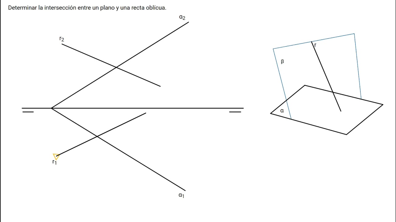 Intersección recta plano. Sistema diédrico.