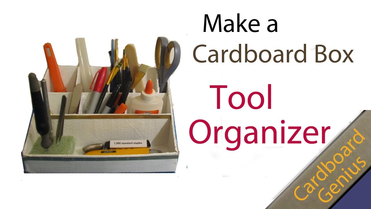 Make a cardboard box arts and crafts tool organizer