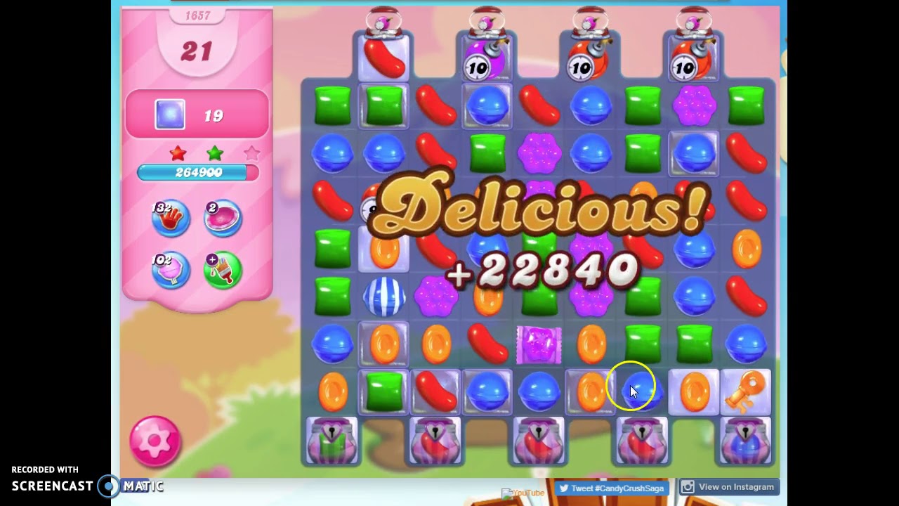 Candy Crush Level 1657 Audio Talkthrough, 3 Stars 0 Boosters