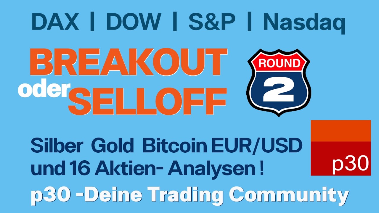Dax/ USA Analyse ab 16.Februar: Breakout oder Selloff? Plus 16 Aktien, Gold, Silber BTC und EUR/USD!