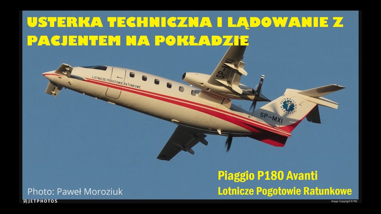 LPR Piaggio P180 Avanti Usterka techniczna z pacjentem na pokładzie, zapis rozmów