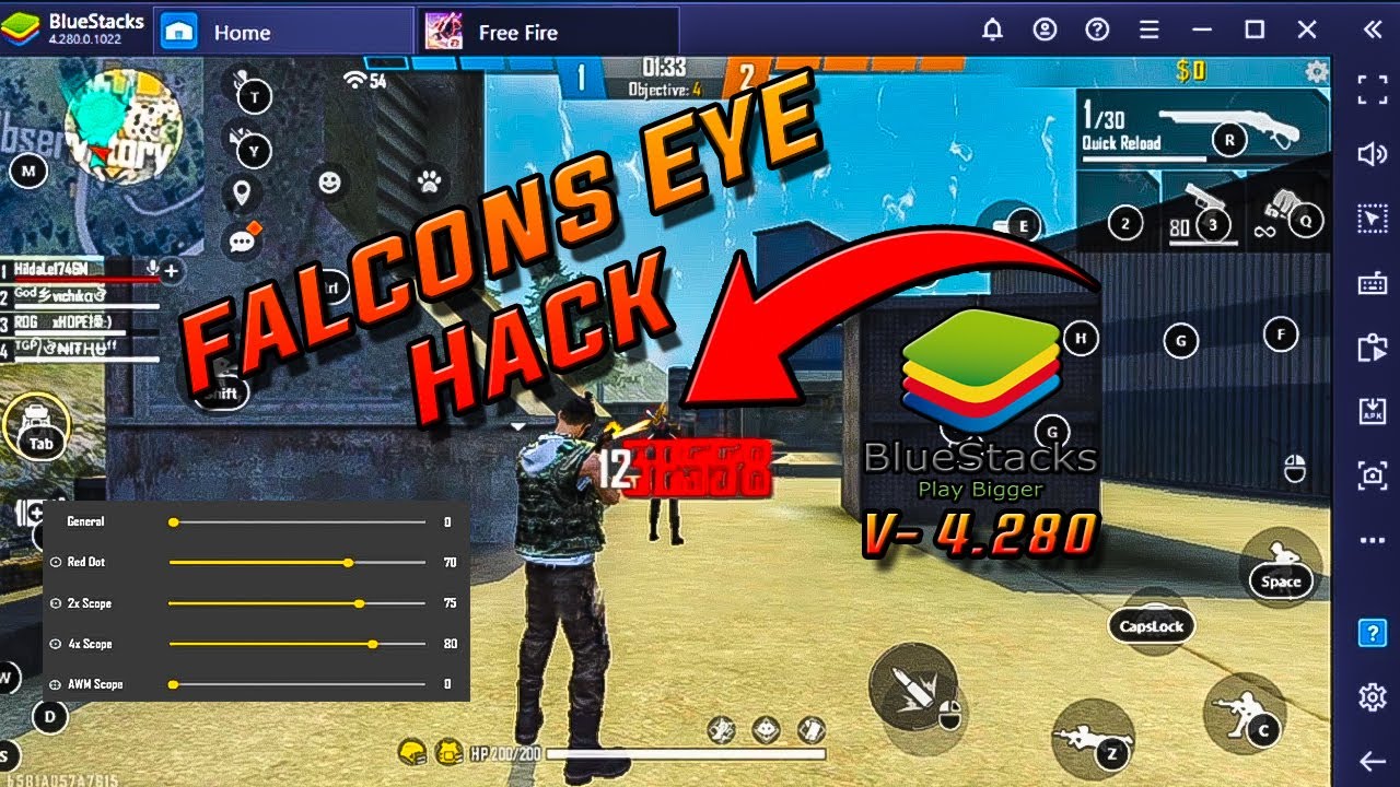 FALCONS EYE HACK 👽 [SETTINGS] 🎯BlueStacks/MSI Free Fire ⚙️ SENSIBILIDADE CONFIGURACIÓN Emulator