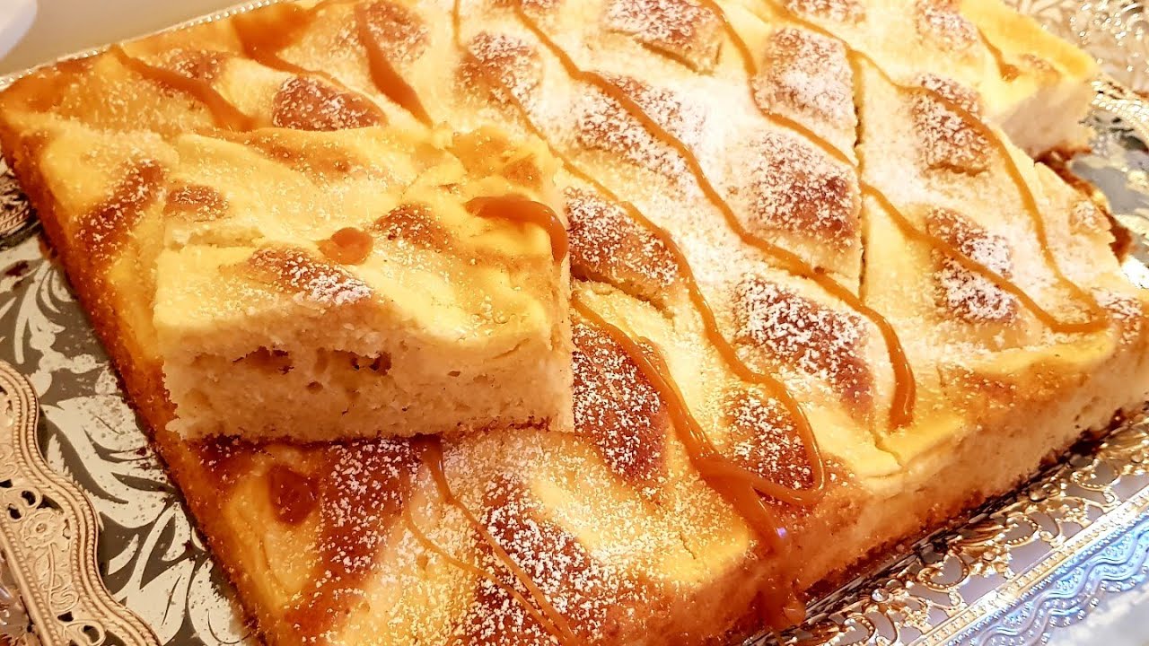 saftiger Apfelkuchen, einfacher Steppdeckenkuchen mit Quarkgitter / schnelles Blechkuchen Rezept