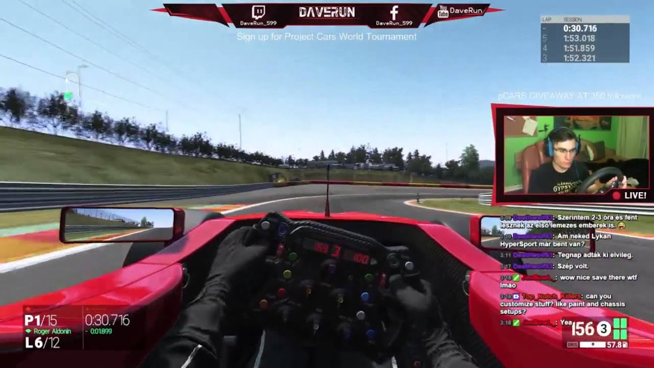 F1 - SPA - Project CARS 100% AI difficulty - DaveRun/livestream