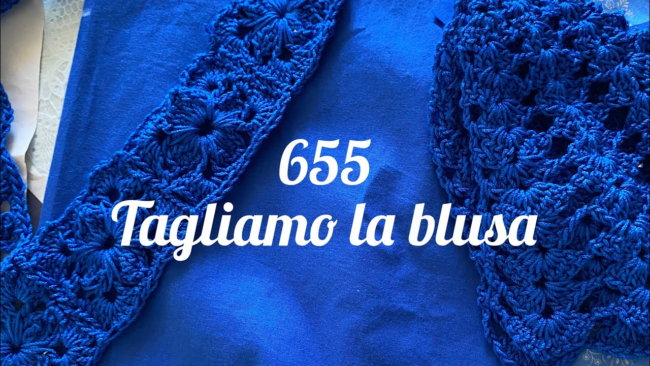 La blusa con scollo e maniche ad uncinetto 1”parte