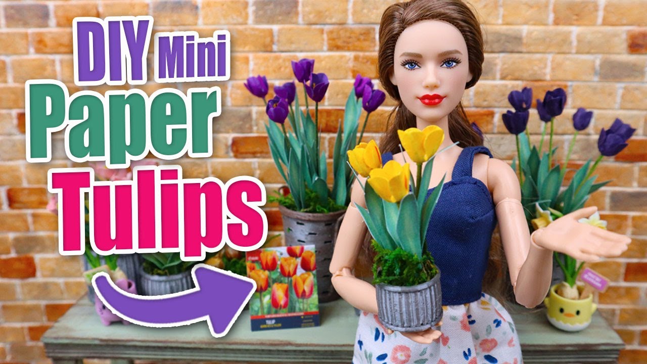 DIY Miniature paper TULIPS - how to make Mini Paper Flowers - Make it Mini Spring