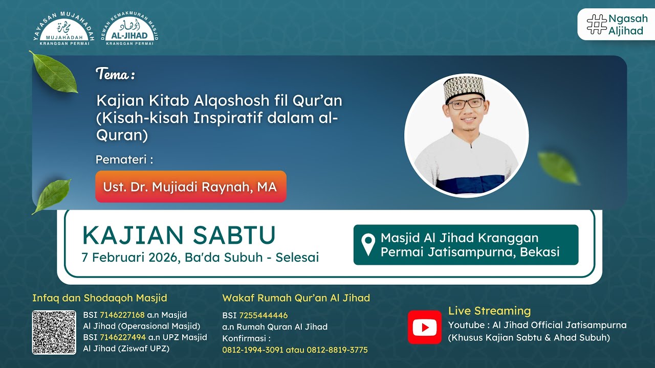 Ngasah Sabtu. Ust. Dr. Mujiadi Raynah, MA 