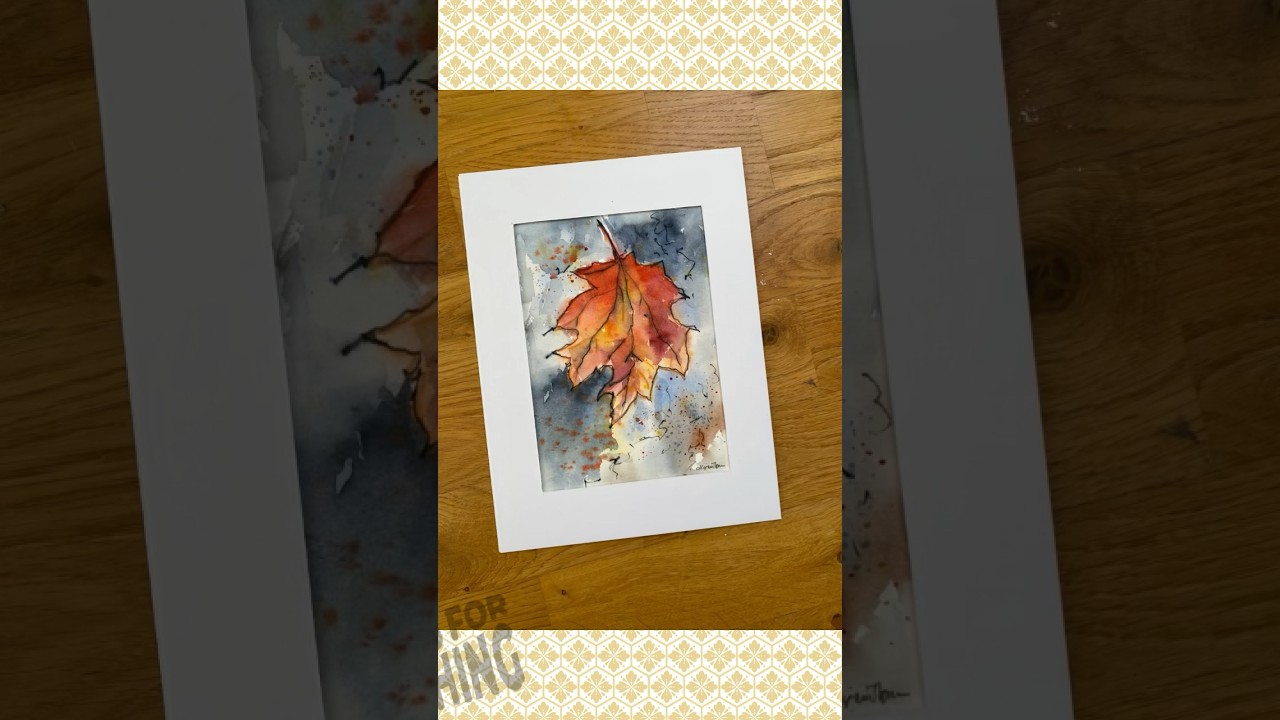 How to paint a Autumn leaf time lapse - semi abstract watercolour - beginner friendly