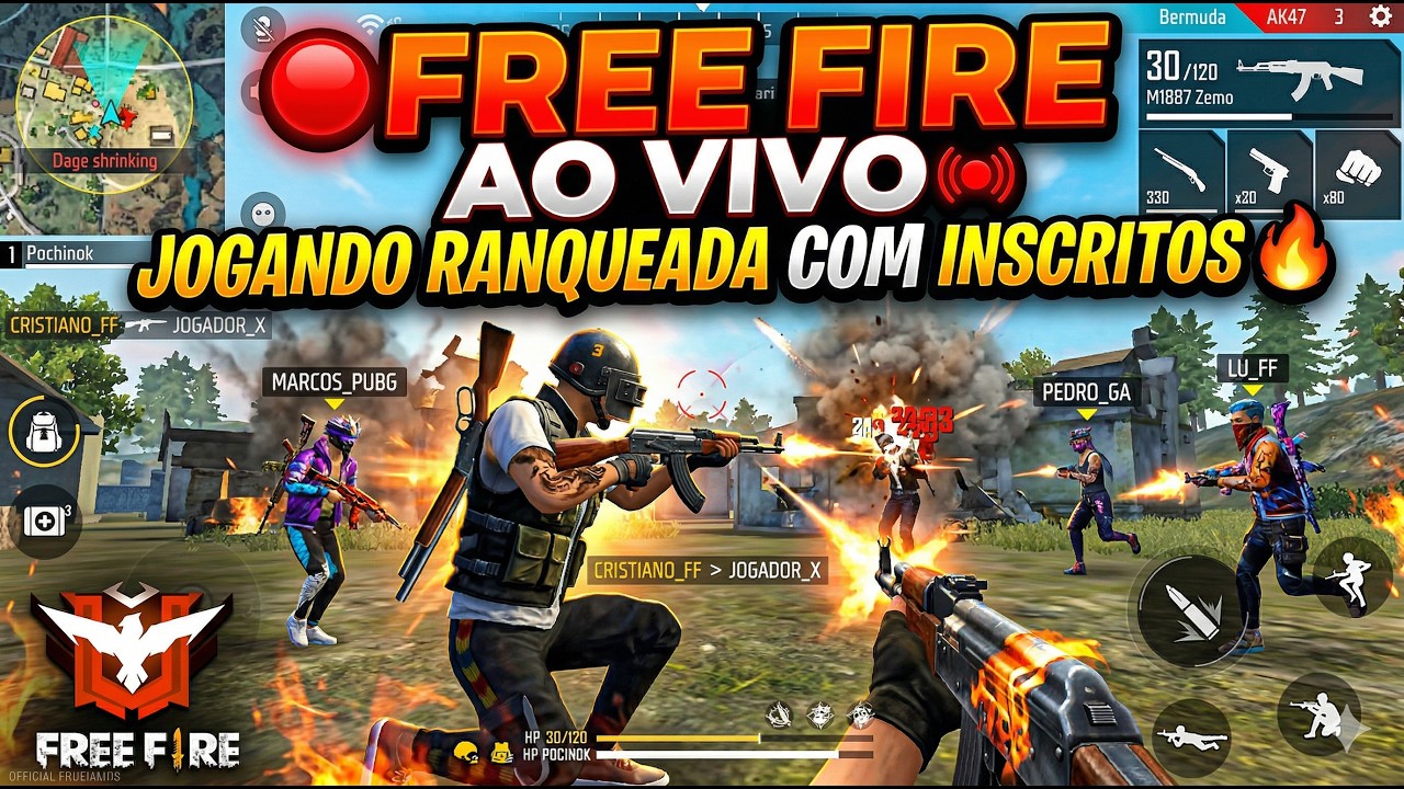 🔵MOD MENU 😱HACK no FREEFIRE AO VIVO🔵UPANDO INSCRITOS COM MOD MENU🔵ANDROID E IOS ?🔵