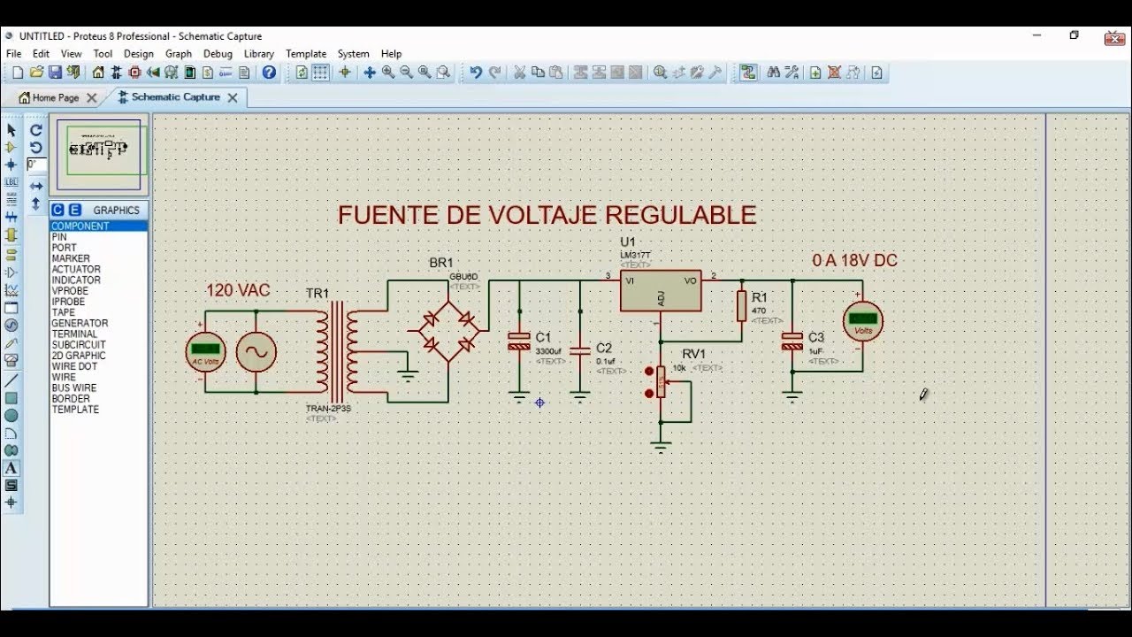 Fuente Regulable de Voltaje DC en Isis Proteus
