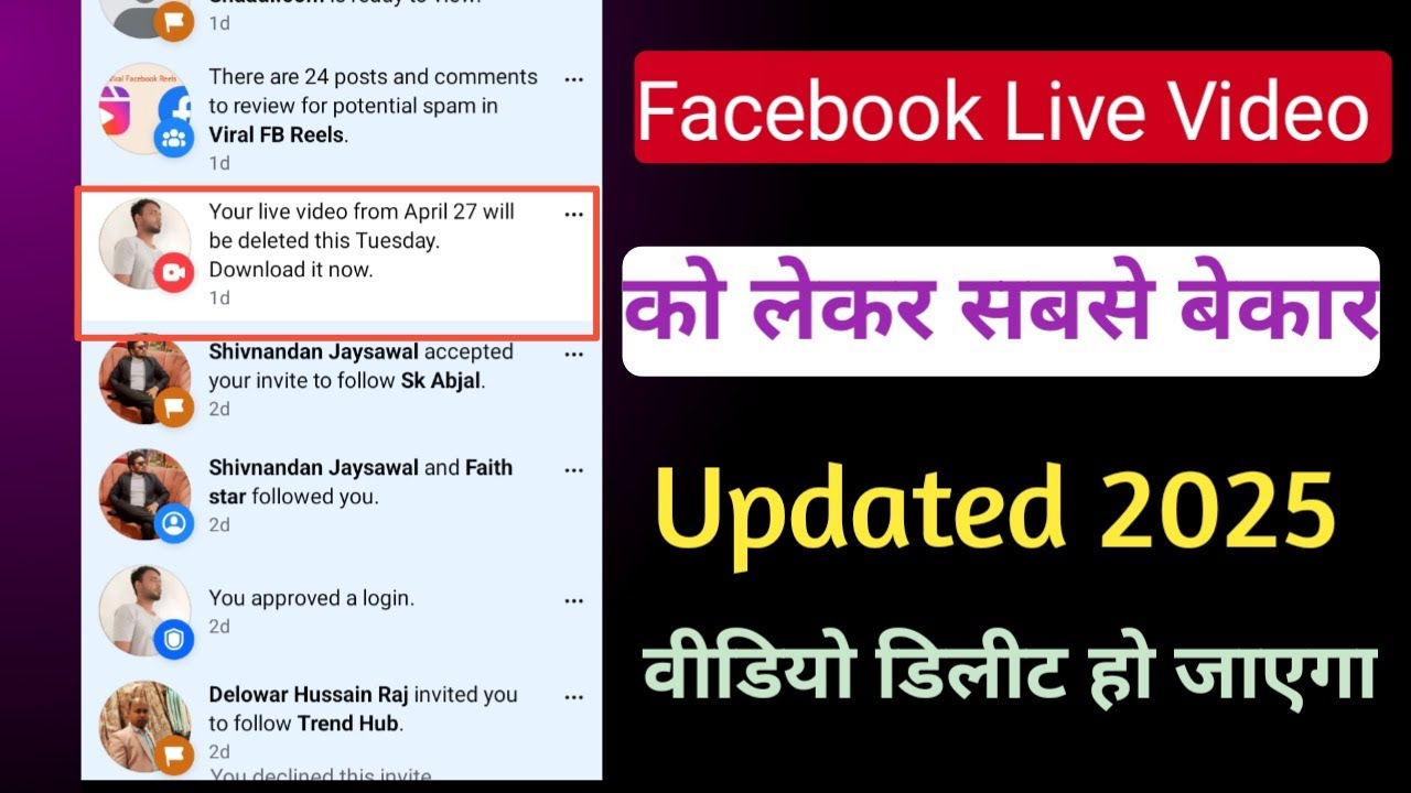 Facebook Your live video from willbe deleted this Tuesday Download it now