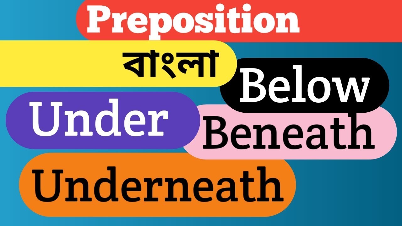 Preposition - Under Below Beneath Underneath (বাংলা)
