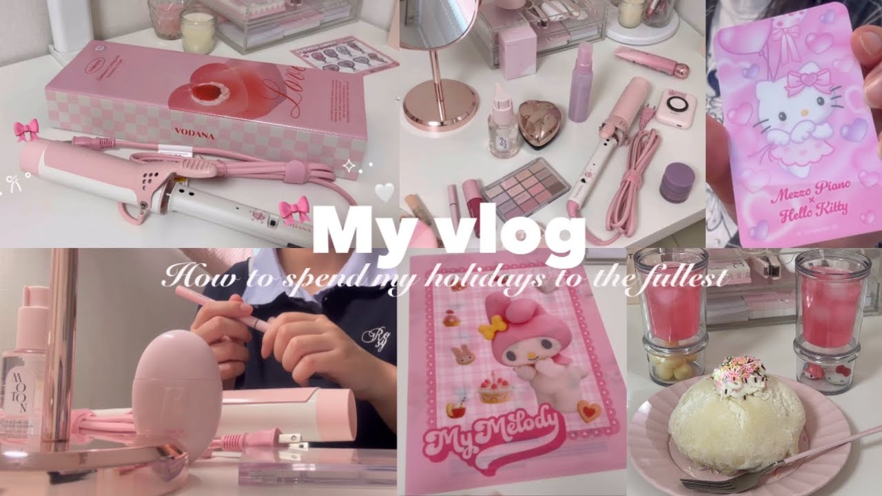 [VLOG] Как старшеклассница проводит насыщенный день 🤍🍒⟡. ·/Распаковываю милые щипцы для завивки 🎀...
