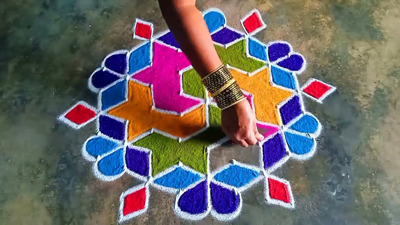 9+5 dots ugadi festival🌺 special beautiful rangoli🌺 simple easy rangoli🌺 design