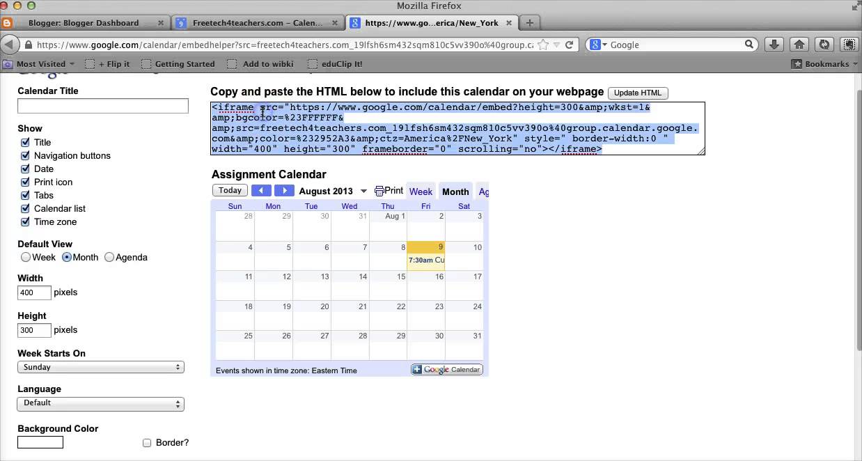 How to Embed a Google Calendar Into Blogger