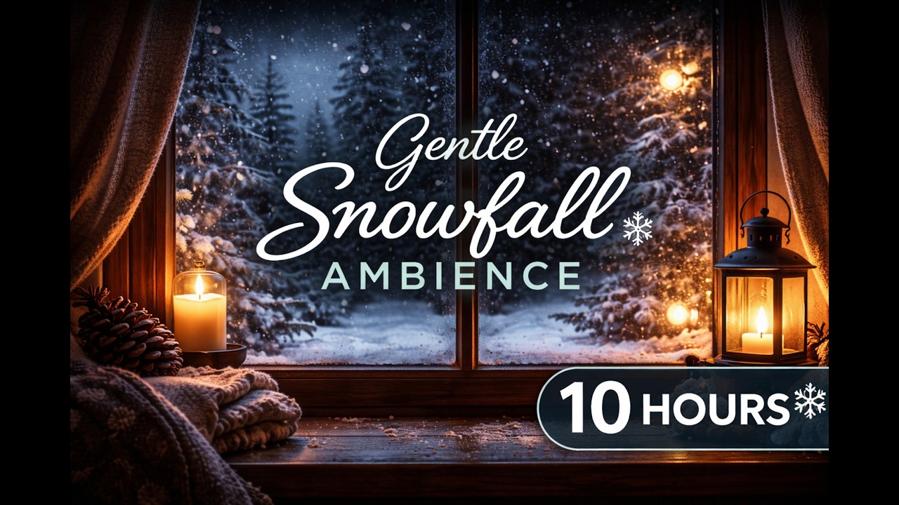 Gentle Snowfall + Fire Place Ambience ❄️ | Winter Sounds | No Music | 10 Hours