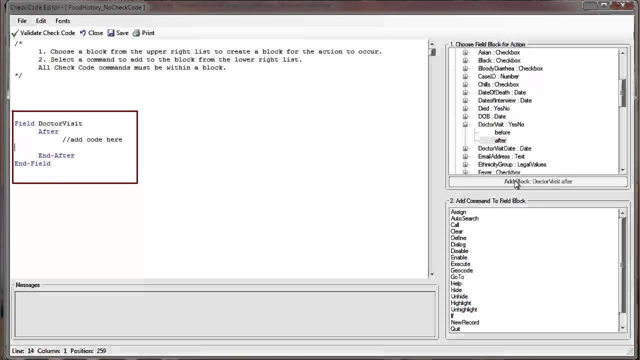 Epi Info 7 Using the Disable and Enable functions in Check Code