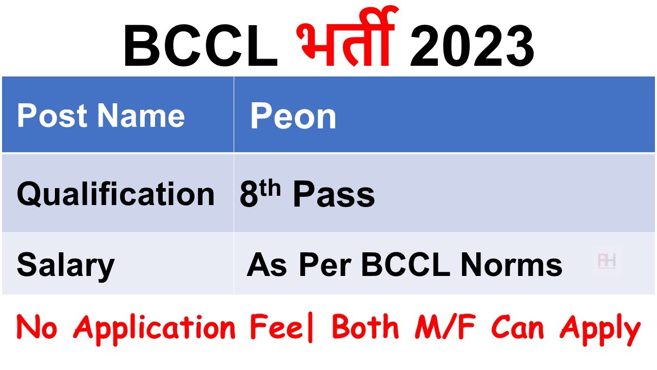 BCCL Recruitment 2023 &ndash; Apply Offline for 56 Peon Posts