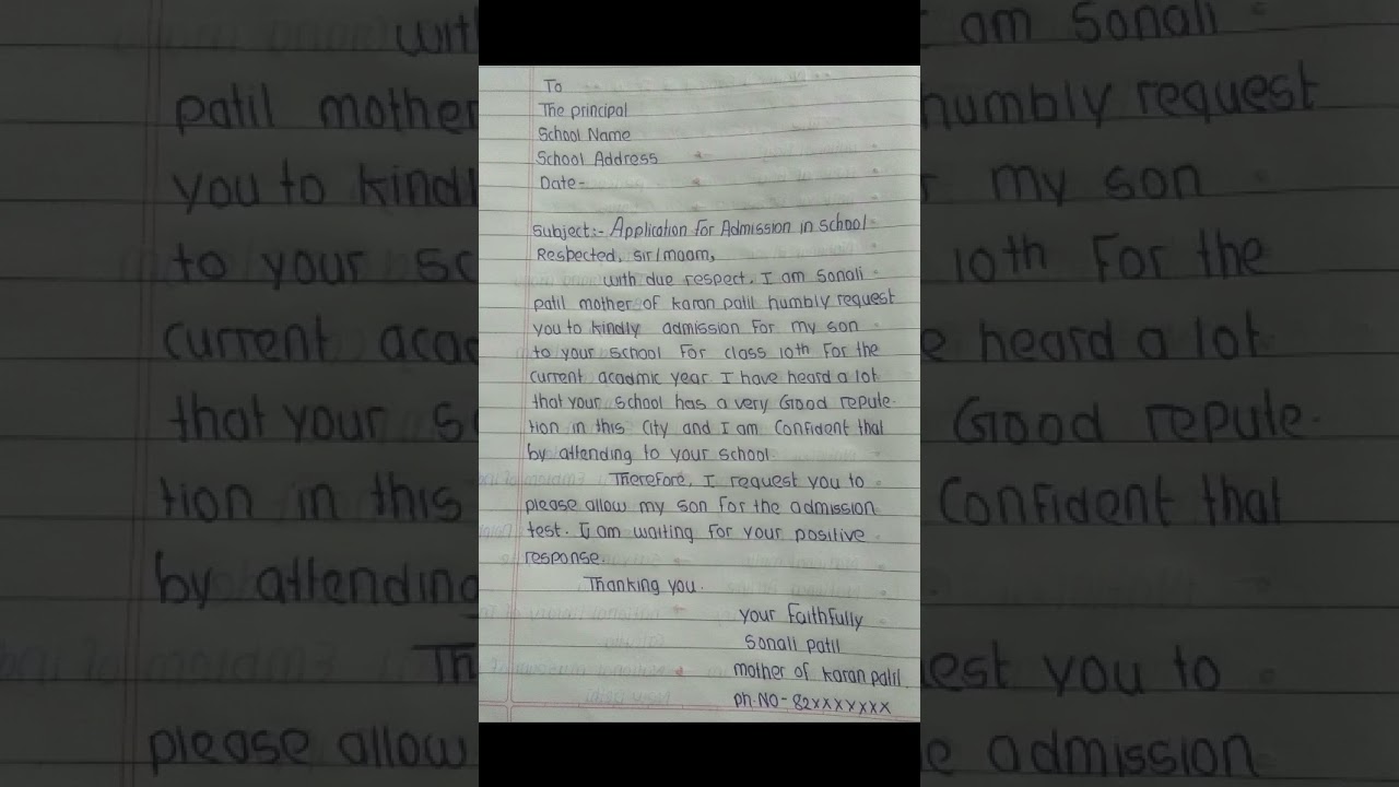 Application For Admission in School || Request Letter for principal #shorts #youtube #viral #treding