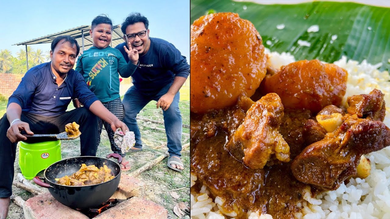 রোদ্দুর সোনার জন্মদিনে নতুন বছরে কাঠের জালে বিশ্বজিৎ দার হাতে দেশি খাসির মাংস 🍖🎂🥳