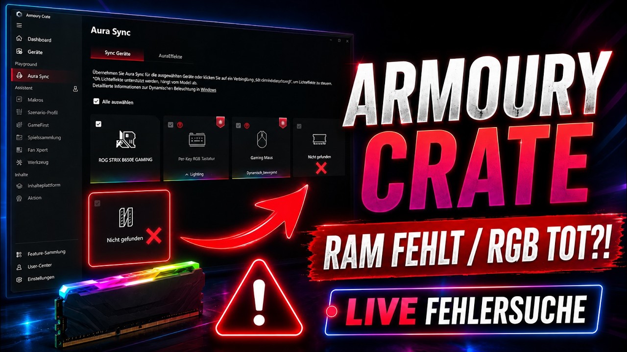 ASUS Armoury Crate FIX: RAM, Maus & Tastatur RGB werden nicht erkannt | Aura Sync & Dynamic Lighting