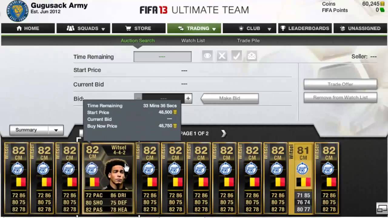 FIFA 13 ULTIMATE TEAM-TRADING TIP-HOW TO MAKE FAST COINS-UNDER 10K
