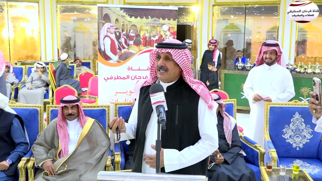طاروق الاول  الشاعر ابراهيم العنزي وفوزي مربح في حفل منصور بن رجا الاحيمر بمناسبه زواج ابنه صقر