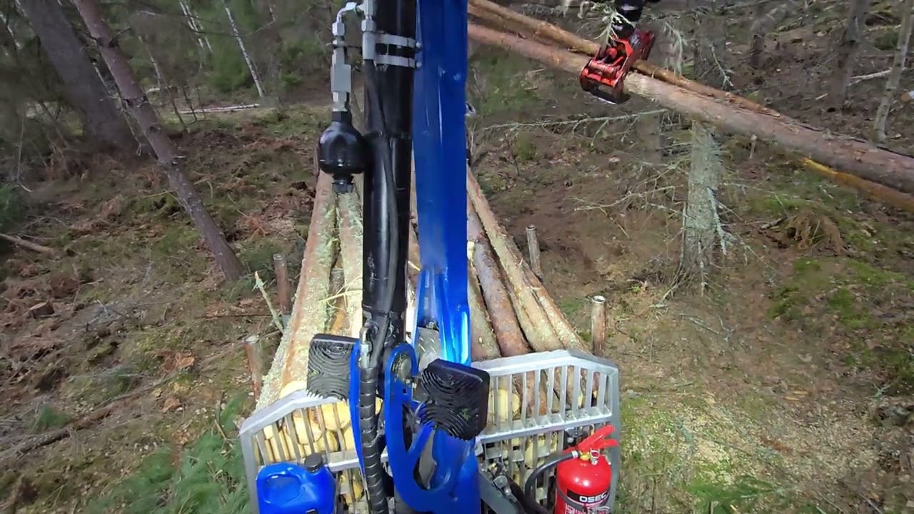 Skotning gallring på 7ha, backspår, delat lass ut tillbasvägar där kund tar vid med större ekipage. 