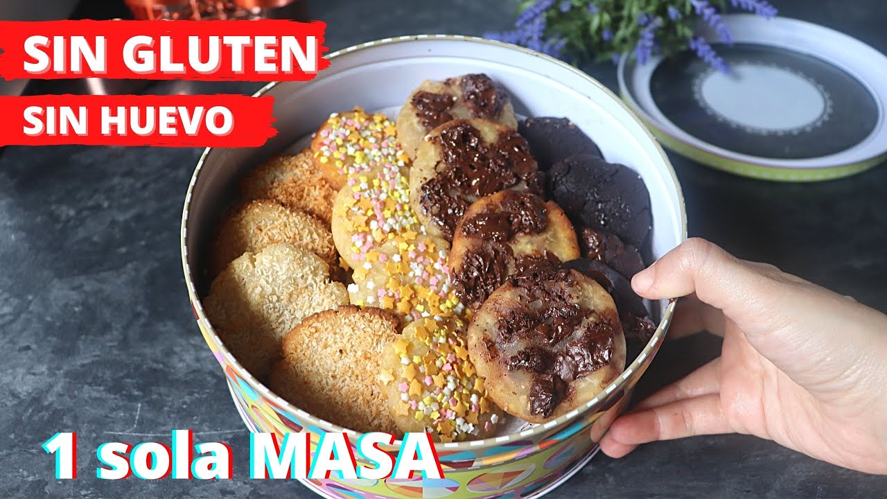 GALLETAS SALUDABLES SIN GLUTEN , SIN HUEVOS  (4 GALLETAS DIFERENTES 1 MASA )