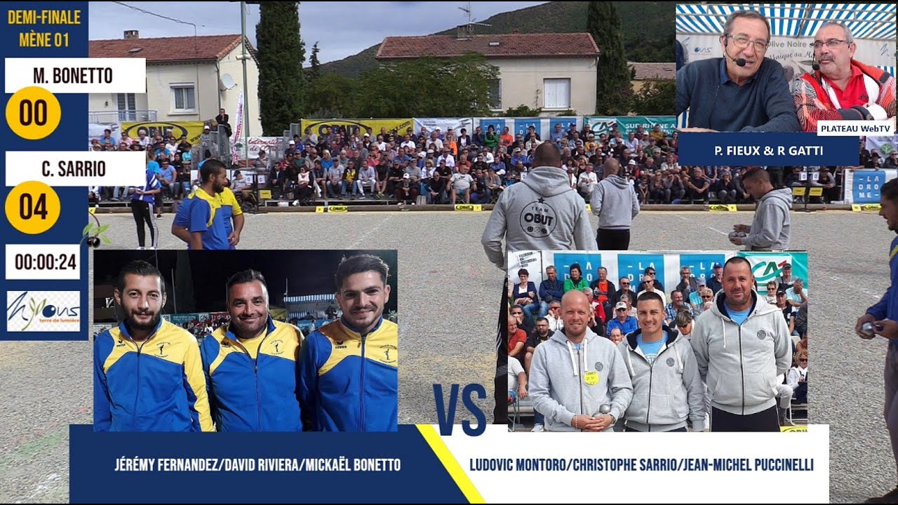 Beau match Bonetto VS Sarrio demi-finale de l'International à pétanque de l'Olivier à Nyons