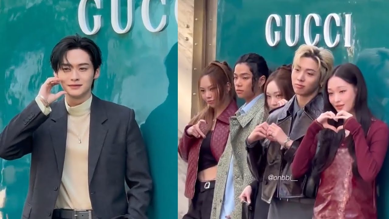 StrayKids LeeKnow & AllDay Project at the reopening of 2025 Gucci Osteria today