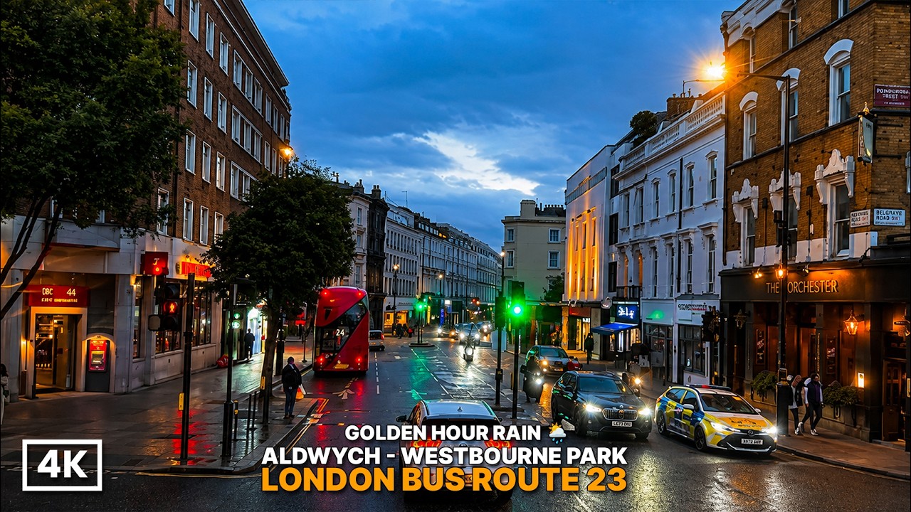 London Golden Hour Turned Into Rain 🌅➡️🌧️ | London Bus 23 (4k HDR)