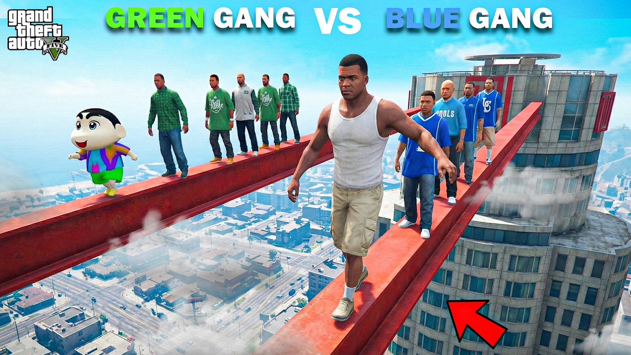 Franklin Blue Gang & Shinchan Green Gang Parkour With New Members In GTA 5!