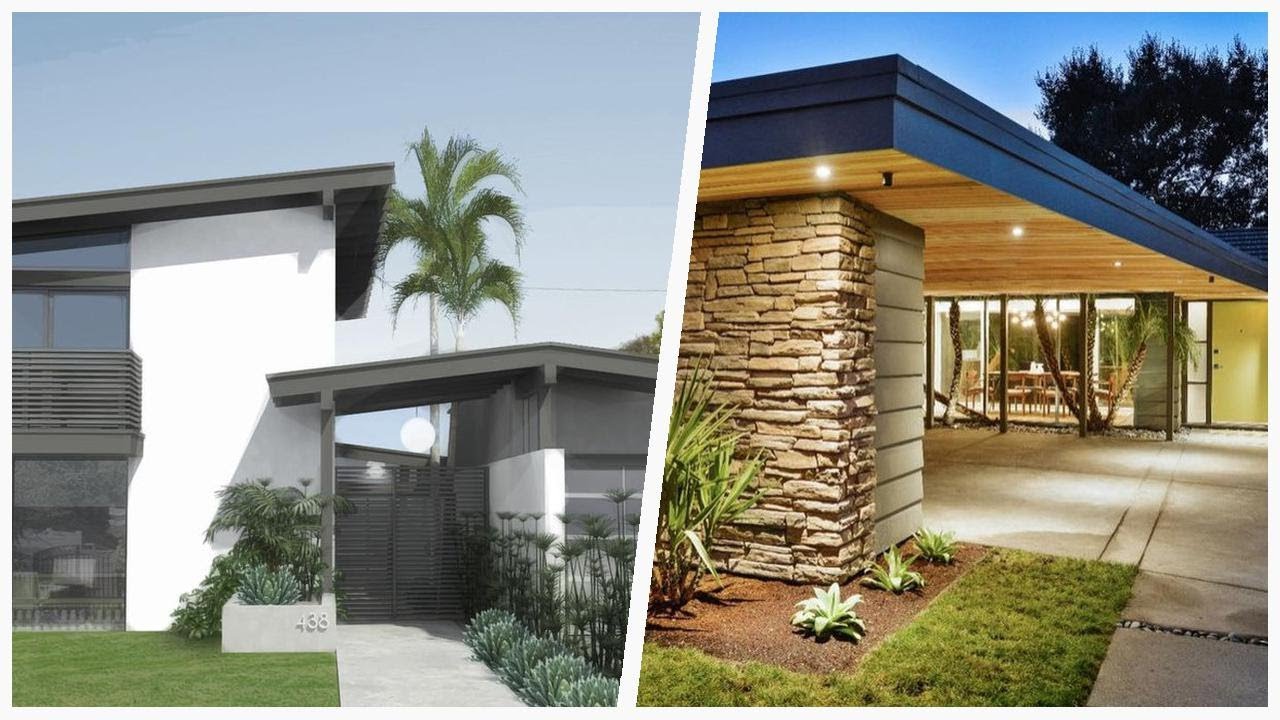 75 Mid-century Modern Exterior Home With A Hip Roof Design Ideas You'll Love ⭐️