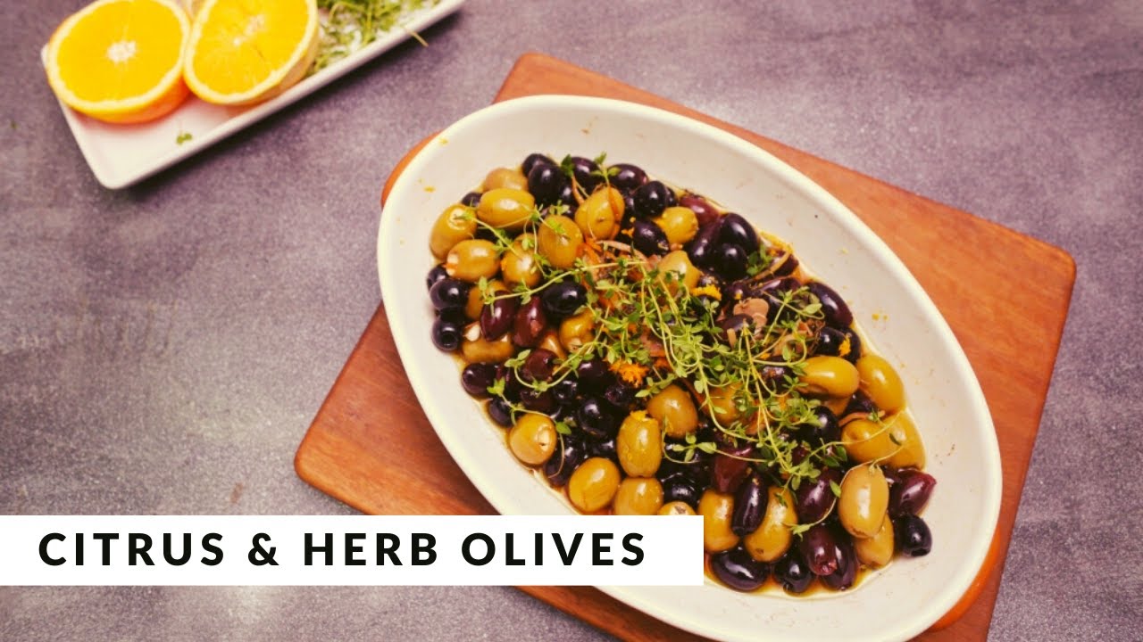 Citrus and Herb Roasted Olives by Elena Duggan