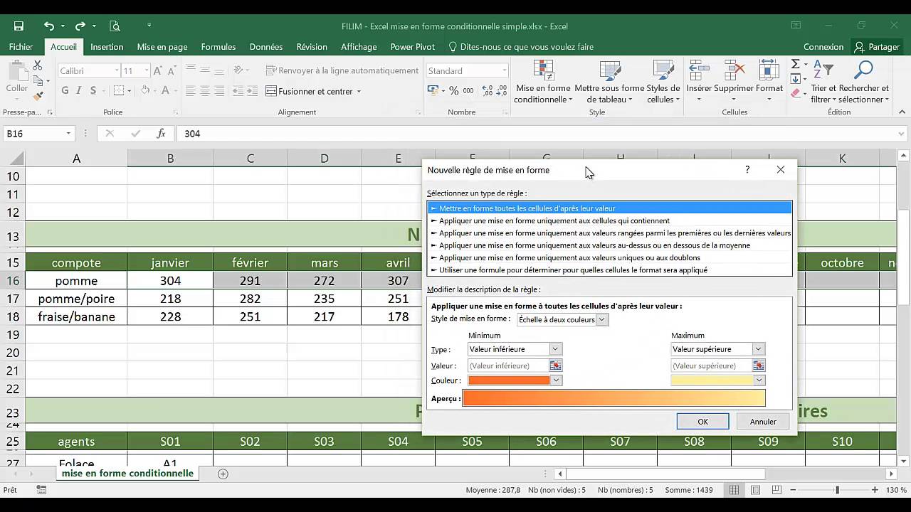 Excel - 2 Op&eacute;rationnel - Cours Mise en forme conditionnelle simple