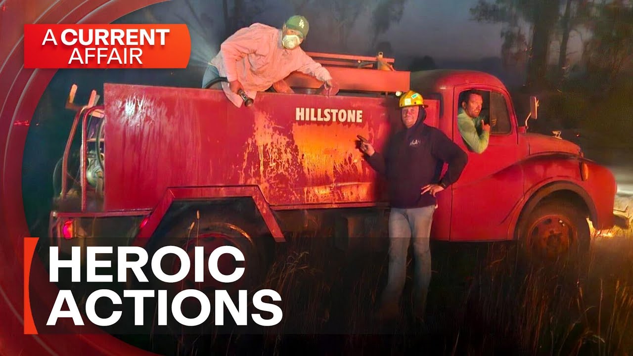 Using a carton of eggs and an old fire truck to fight a bushfire | A Current Affair