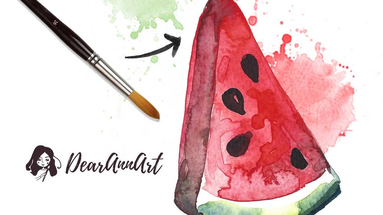 How to paint WATERCOLOR WATERMELON in 4 easy steps