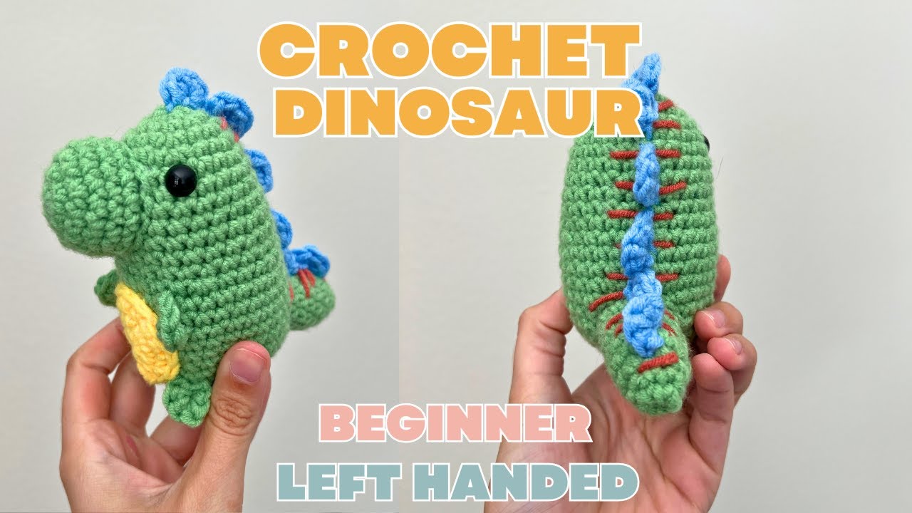 LEFT HANDED Crochet Dino Dinosaur Amigurumi Tutorial - Beginners Pattern Tutorial How to Crochet