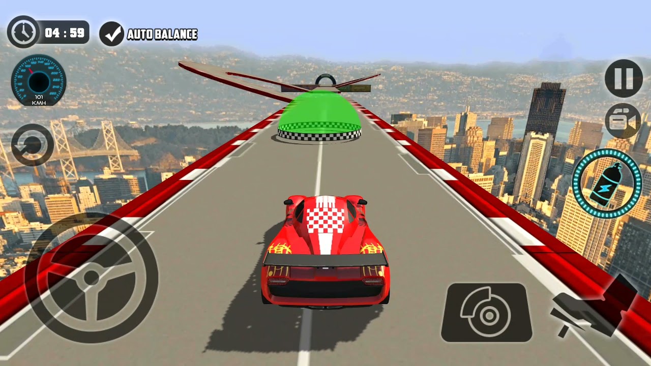 Impossible Car Tracks 3D - Red Sport Car Driving Stunts Simulator - Camaping Mode Android Gameplay
