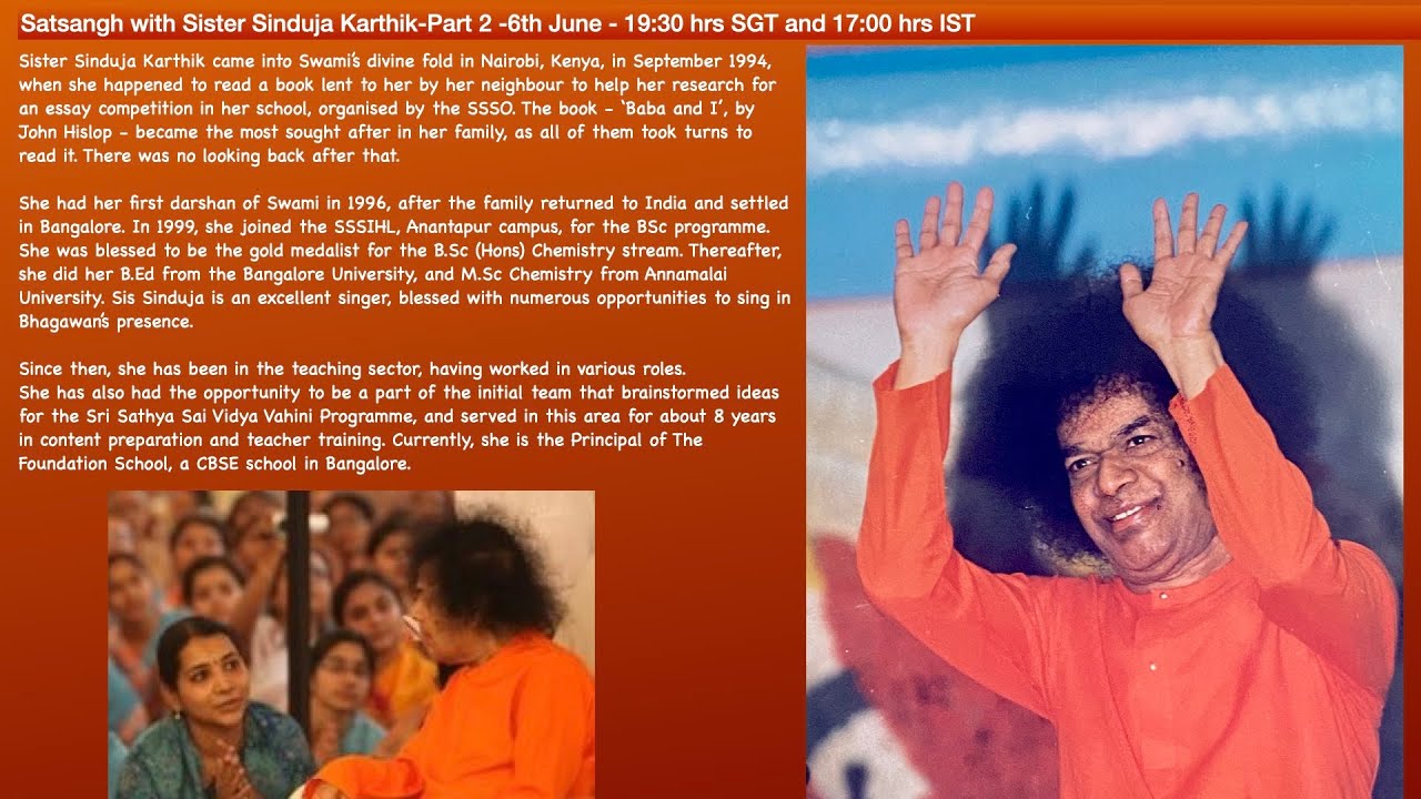 Satsangh with Sister Sinduja Karthik-Part 2 -6th June  2021